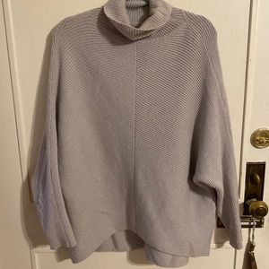 Gray Turtleneck Flowy Sweater